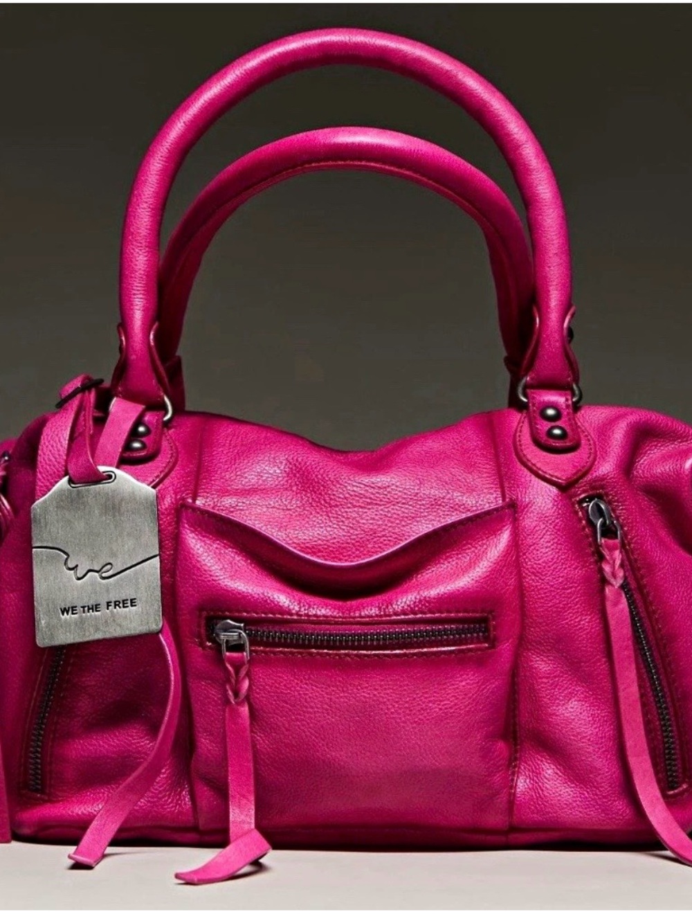Free People Baby Emerson Leather Tote Very Berry NWT